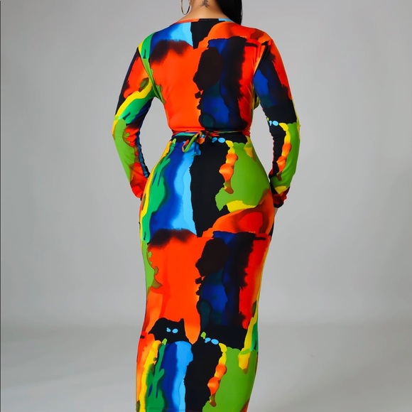 Multi Midi Drawstring Dress - Picture 3 of 3